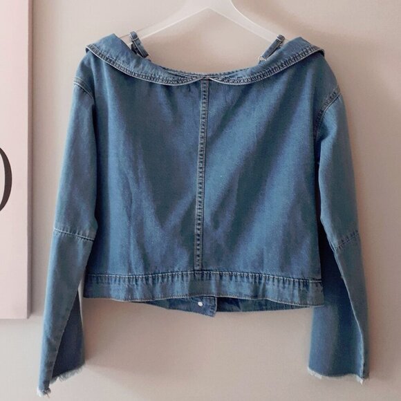 EUC Mustard Seed blue medium wash denim jacket with strap detail, M - Picture 12 of 12